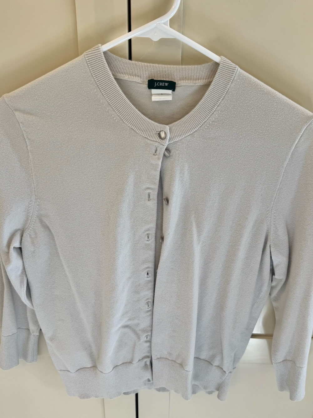 J. Crew light stone Jackie Button-Front Cotton Blend Cardigan